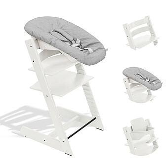 Chaise Haute Tripp Trapp avec Newborn Set et Baby Set - Blanc et Gris