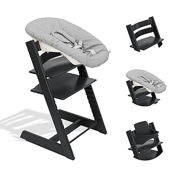 Chaise Haute Tripp Trapp avec Newborn Set et Baby Set - Noir et Anthracite