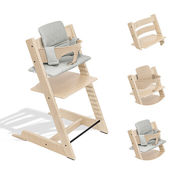 Chaise Haute Tripp Trapp avec Baby Set et Coussin Classic - Naturel et Crème de Blé