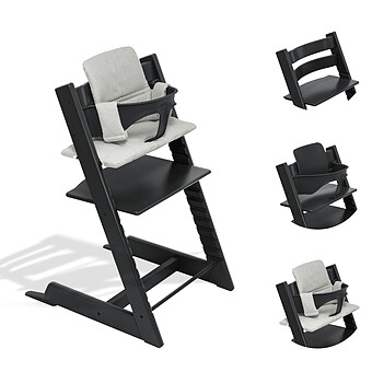Chaise Haute Tripp Trapp avec Baby Set et Coussin Classic - Noir et Nordic Grey