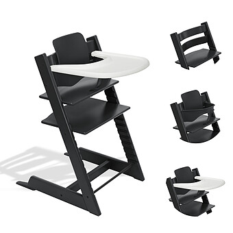 Chaise Haute Tripp Trapp avec Plateau et Baby Set - Noir