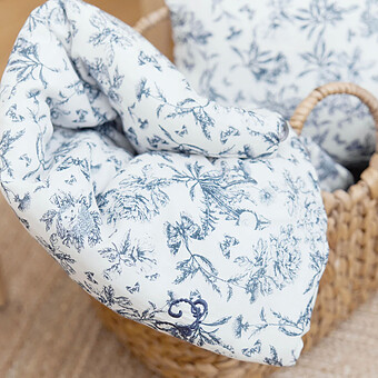Plaid Réversible - Toile de Jouy Bleu