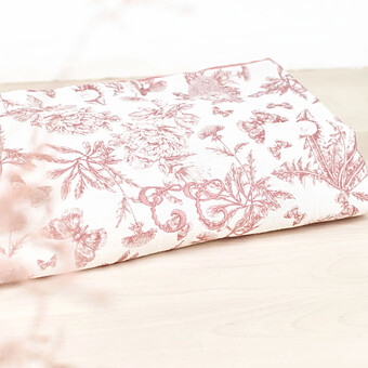 Plaid Réversible - Toile de Jouy Rose