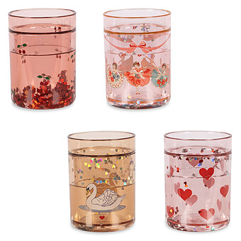 Lot de 4 Verres Pailletés Rose Multi - 180 ml