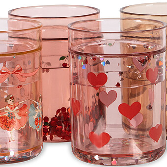 Lot de 4 Verres Pailletés Rose Multi - 180 ml