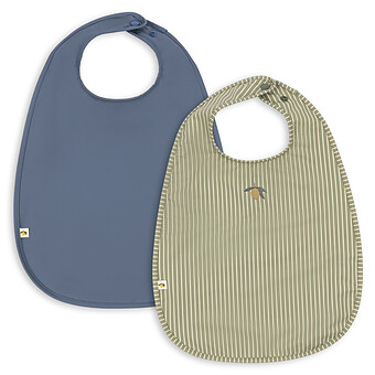 Lot de 2 Bavoirs - Tea Stripe & Flint Stone