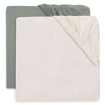 Lot de 2 Draps Housse Jersey Sea Green & Ivory - 70-75 x 140-150 cm