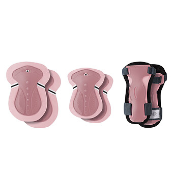 Lot de 3 Protections Junior Coudes Genoux et Poignets Rose Pastel - XXS