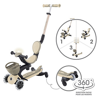 Trottinette Evolutive Go Up Baby 360 Lights - Taupe