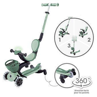 Trottinette Evolutive Go Up Baby 360 Lights - Sauge