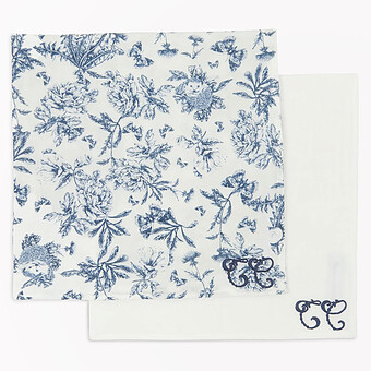 Lot de 2 Langes - Toile de Jouy Bleu