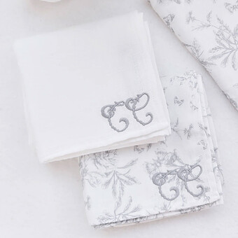 Lot de 2 Langes - Toile de Jouy Gris