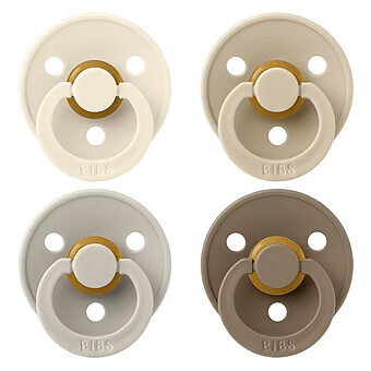 Lot de 4 Sucettes Rondes Colour Ivory Sand Vanilla & Dark Oak - 6/18 Mois