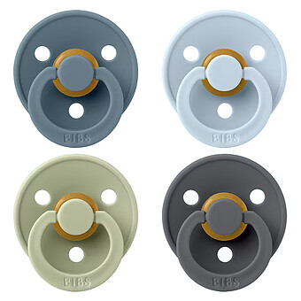 Lot de 4 Sucettes Rondes Colour Petrol Sage Baby Blue & Iron - 0/6 Mois