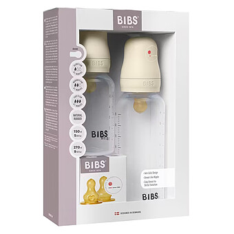 Coffret Evolutif de 2 Biberons en Verre Ivory - 150 et 270 ml