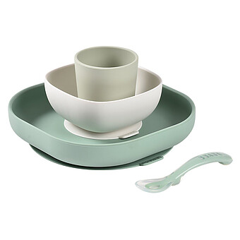 Set de Vaisselle 4 Pièces - Vert Sauge et Vert de Gris
