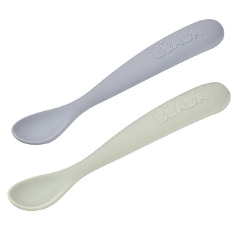 Lot de 2 Cuillères 1er Âge Silicone - Galet