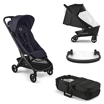 Poussette Compacte Butterfly 2 + Baby Nest + Barre de Protection + Protection Pluie - Deep Indigo
