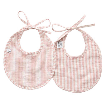 Lot de 2 Bavoirs Naissance - Rayé Vieux Rose