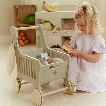 Chariot de Courses en Bois - Vert