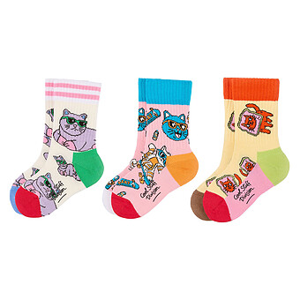 Lot de 3 Paires de Chaussettes Cats - 22/24