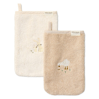 Lot de 2 Gants de Toilette Brodés - Baby Bunny