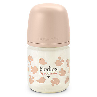 Biberon Verre Tétine Symétrique SX Pro Birdies Rose - 120 ml