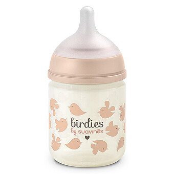 Biberon Verre Tétine Symétrique SX Pro Birdies Rose - 120 ml