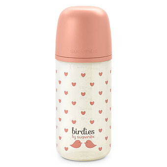 Biberon Verre Tétine Symétrique SX Pro Birdies Rose - 240 ml