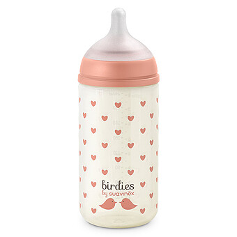 Biberon Verre Tétine Symétrique SX Pro Birdies Rose - 240 ml