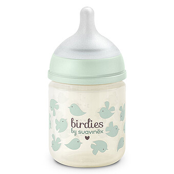 Biberon Verre Tétine Symétrique SX Pro Birdies Vert - 120 ml