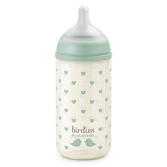 Biberon Verre Tétine Symétrique SX Pro Birdies Vert - 240 ml