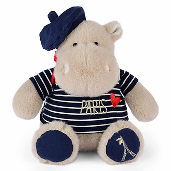 Peluche Hippopotame avec Béret et Marinière