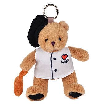 Porte-clés Peluche Ours Chef avec Baguette