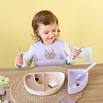 Bavoir en Silicone Tiny Team - Chat