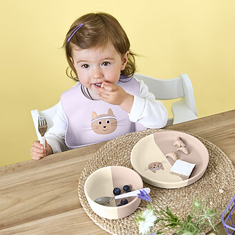 Assiette en Silicone Tiny Team - Chat