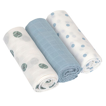 Lot de 3 Langes Tiny Team - Bleu Pâle