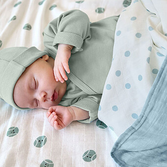 Lot de 3 Langes Tiny Team - Bleu Pâle