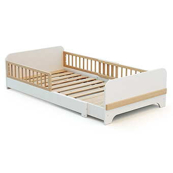 Lit au Sol Extensible Carrousel Blanc - 80 x 140-165-190 cm