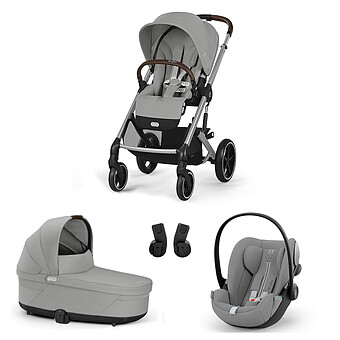 Poussette Trio Balios S Cadre Argent - Siège Auto Cloud G Plus i-Size - Nacelle S Lux - Stone Grey