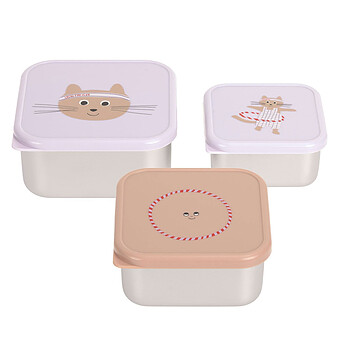 Lot de 3 Petites Boîtes à Goûter Tiny Team - Chat