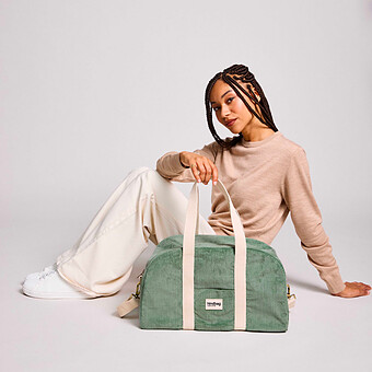 Sac à Langer Charlie - Velours Vert d'Eau