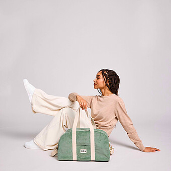 Sac à Langer Charlie - Velours Vert d'Eau