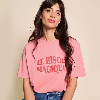T-shirt Le Bisou Magique Framboise Femme - M