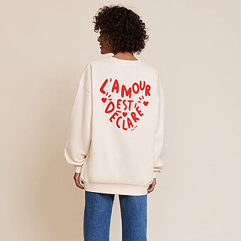 Sweat L'Amour est Déclaré Crème / Rouge - L