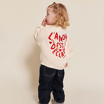Sweat L'Amour est Déclaré Crème Rouge - 4 Ans
