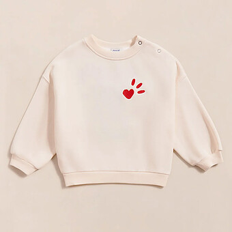 Sweat L'Amour est Déclaré Crème Rouge - 2 Ans