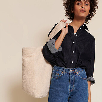 Cabas Coeur en Moumoute - Crème