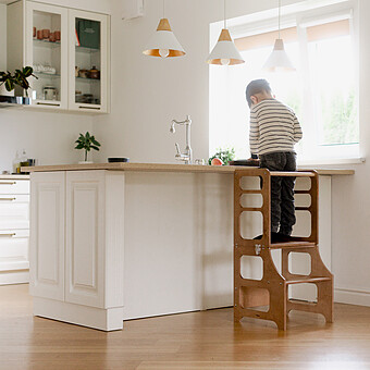 Tour de Cuisine Pliable en Bouleau - Naturel