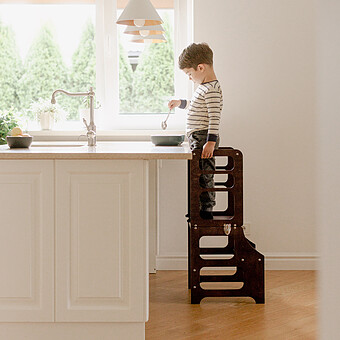 Tour de Cuisine Pliable en Bouleau - Brun Expresso